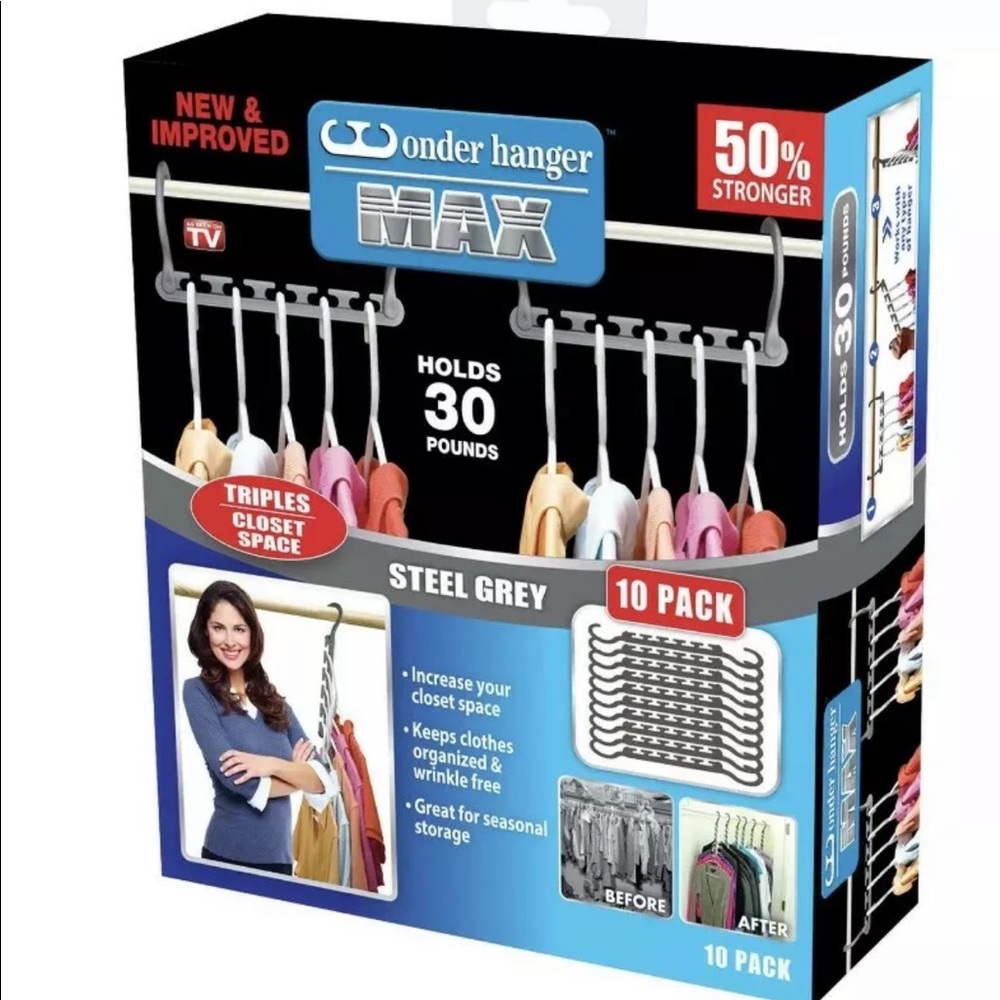 Wonder Hanger MAX Closet Storage Organizer for Clothes Hangers, Pack of 10